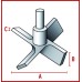 Перемешивающий элемент Bohlender пропеллерный, 4 лопасти, длина 1000 мм, 200 х 25 х 8 мм, PTFE (Артикул C 484-50)