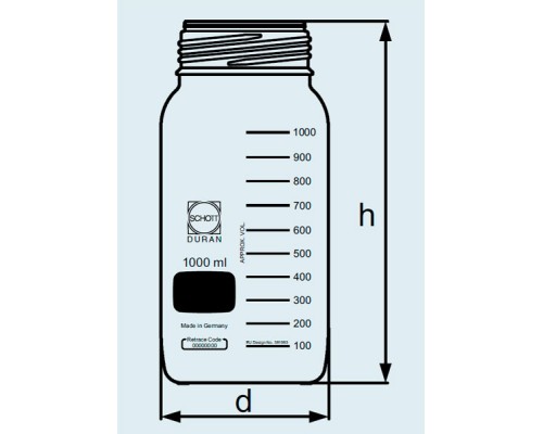 Бутыль DURAN Group 20000 мл, GLS80, широкогорлая, без крышки и сливного кольца, бесцветное стекло