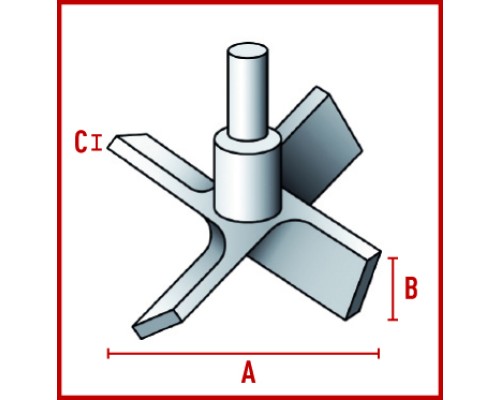 Перемешивающий элемент Bohlender пропеллерный, 4 лопасти, длина 600 мм, 75 х 20 х 5 мм, PTFE (Артикул C 484-34)