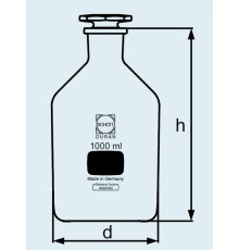 Бутыль DURAN Group 2000 мл, NS29/32 узкогорлая, с пробкой, коричневое стекло